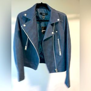 Blue leather jacket